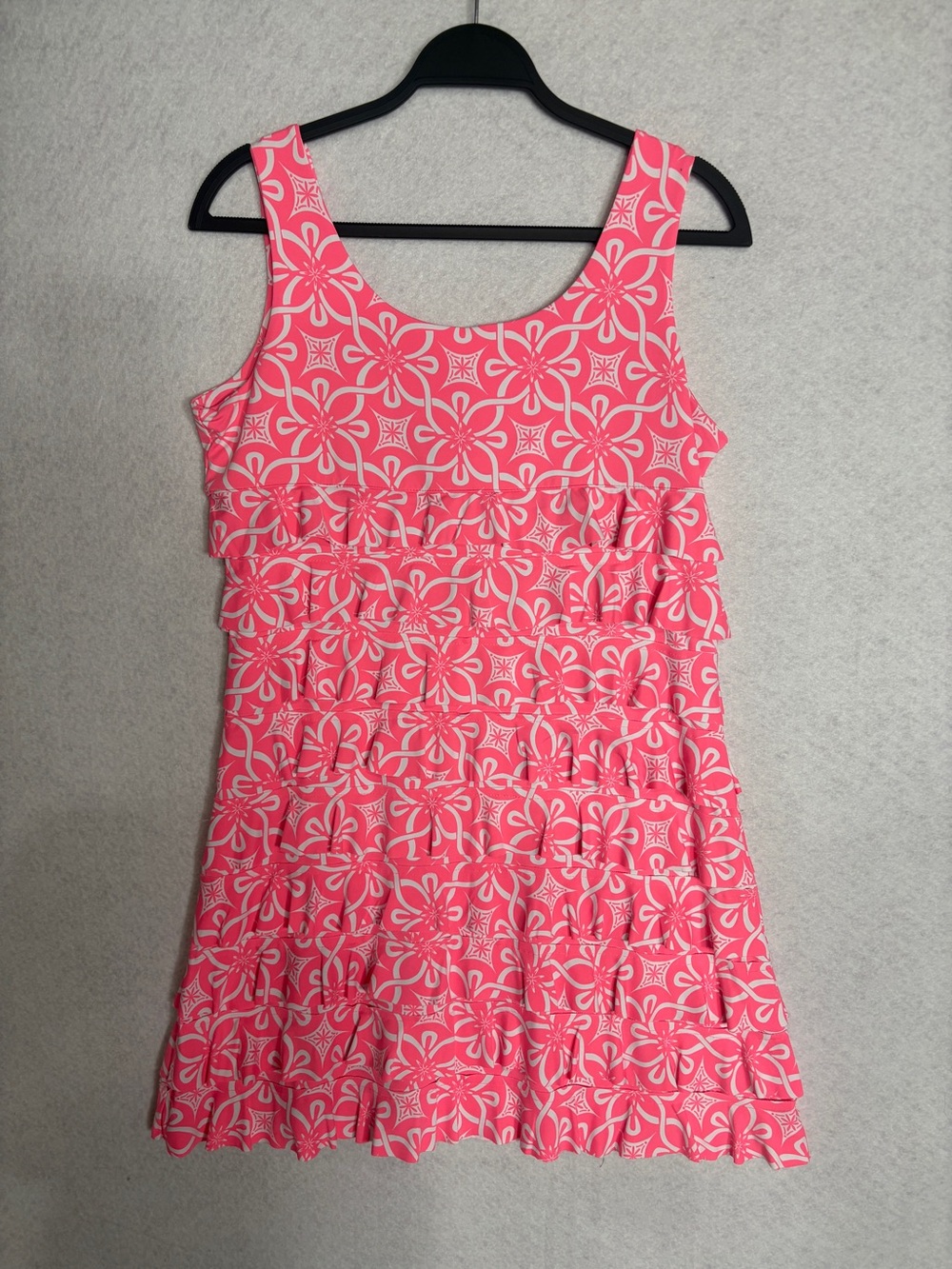 Lulu B Pink Floral Pattern Ruffled Tank Dress
